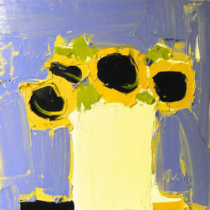 Alison McWhirter - Sunflowers Against Toulon Blue & Pale Umber