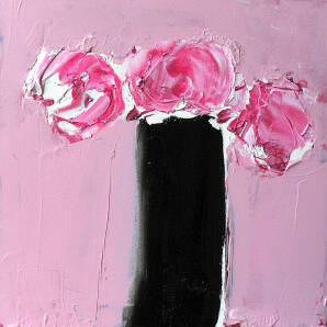 Alison McWhirter - Peony Roses In A Black Vase