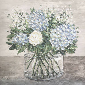 Alison Cowan - Blue Hydrangeas With Rose