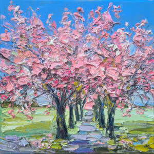 Judith I. Bridgland - Cherry Trees In Bloom, The Meadows