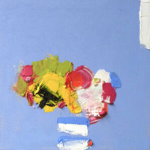 Alison McWhirter - Superstar Rose, Peace Rose and Sunflower against Toulon Blue