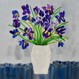Sheila Fowler - Irises in White Vase