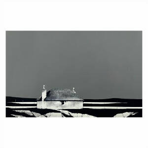 Ron  Lawson - Hebridean Croft House In Mono (12x19inches, framed 20x27inches)
