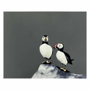 Ron  Lawson - Puffin Pair (18x23inches, framed 26x31inches)