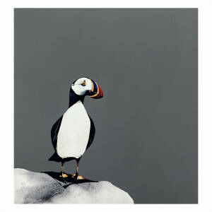 Ron  Lawson - Puffin II  (15x15inches, framed 23x23inches)