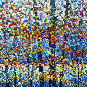 Alison Cowan - Autumn Leaves on Blue