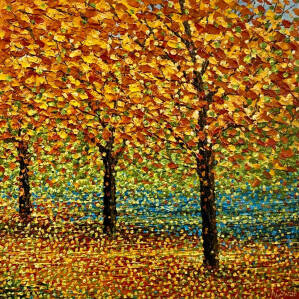 Alison Cowan - Riverside with Autumnal Trees