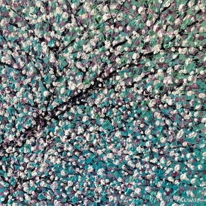 Alison Cowan - White Blossom on Teal