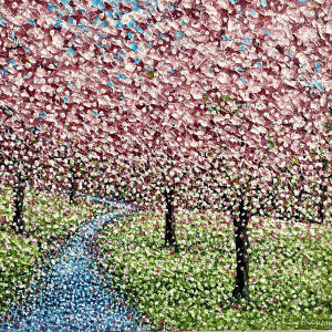 Alison Cowan - Falling Blossom on Blue Path