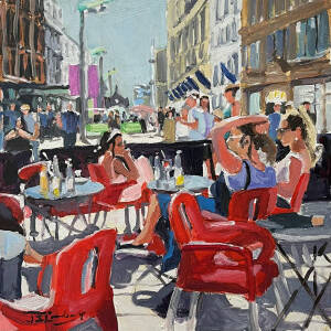 James Somerville Lindsay - Red Chairs, Summer Buchanan Street