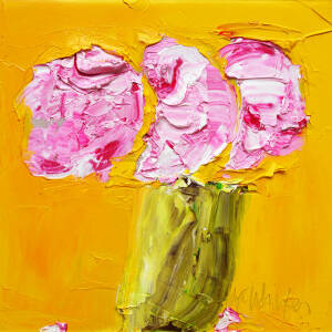 Alison McWhirter - Peonies Against Yellow Lake Deep