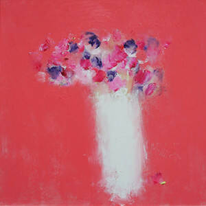 Alison McWhirter - Sweet Peas Against Light Crimson