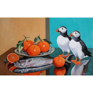 Paul  Kennedy - Still Life with Puffins