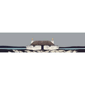 Ron  Lawson - Old Cottage Balevullin Tiree (7x30 inches, Framed 15x38 inches)