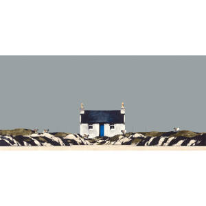 Ron  Lawson - Walking The Beach South Uist (12.5x27 inches, Framed 20.5x35 inches)