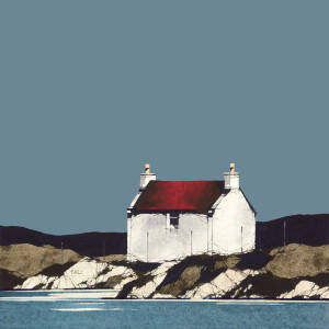 Ron  Lawson - Cottage On The Coast (7x7 inches, Framed 15x15 inches)