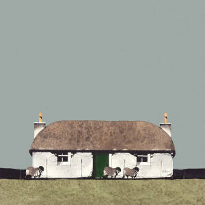Ron  Lawson - Green Door Cottage (7x7 inches, Framed 15x15 inches)