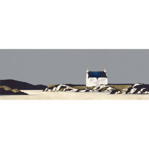 Ron  Lawson - South Uist Croft House (13x38 inches, Framed 21x46 inches)