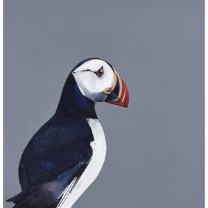 Ron  Lawson - Puffin Portrait (10x10 inches, Framed 18x18 inches)