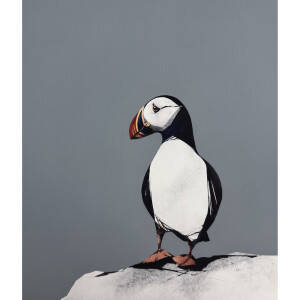 Ron  Lawson - Atlantic Puffin (17x15 inches, Framed 25x23 inches)
