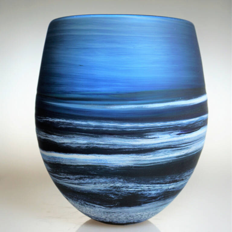 Richard Glass - Seascape Round Vase Steel Blue