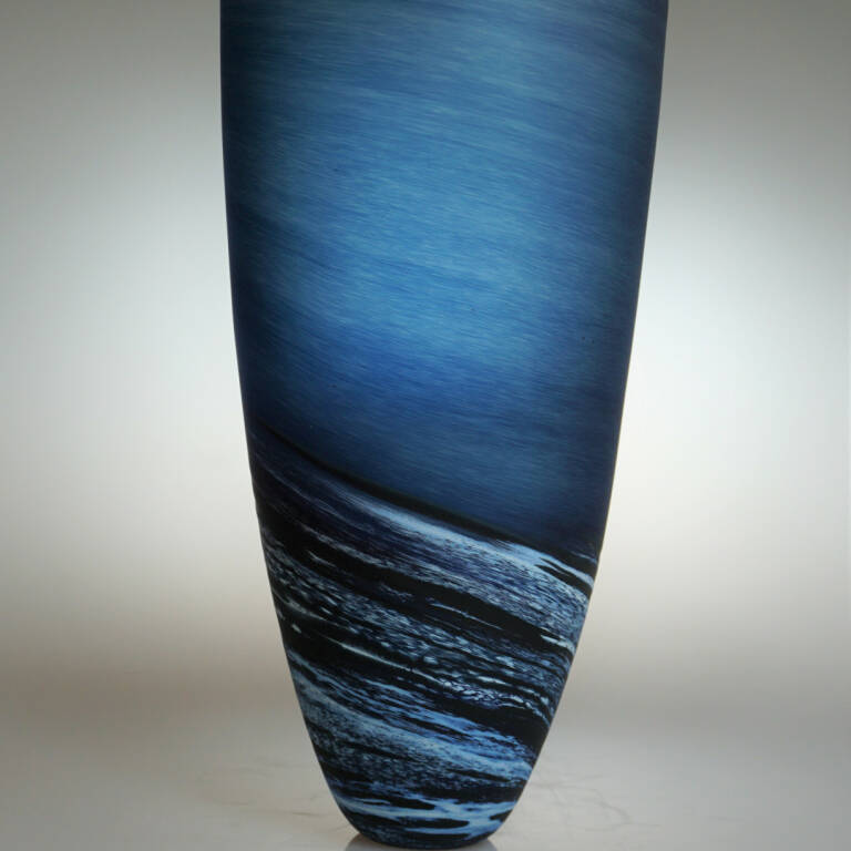 Richard Glass - Seascape Tall Vase Steel Blue