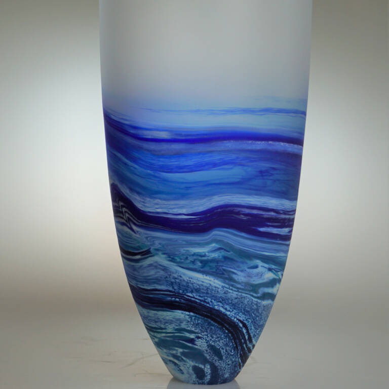 Richard Glass - Rockpoool Seascape Tall Vase Blue