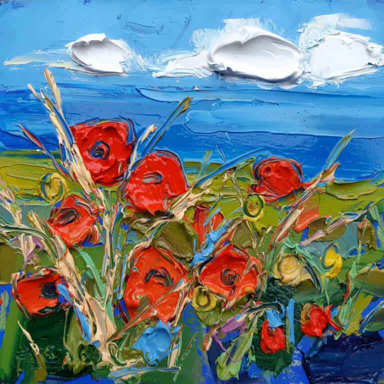 Judith I. Bridgland - Poppy Field By The Coast