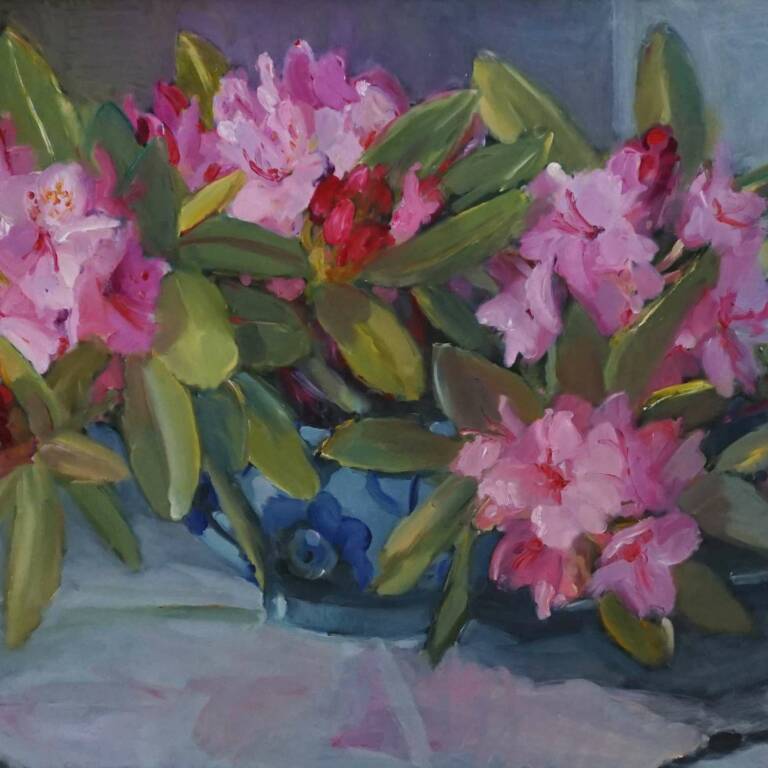 Marion Drummond PAI - Pink Rhododendrons From My Garden