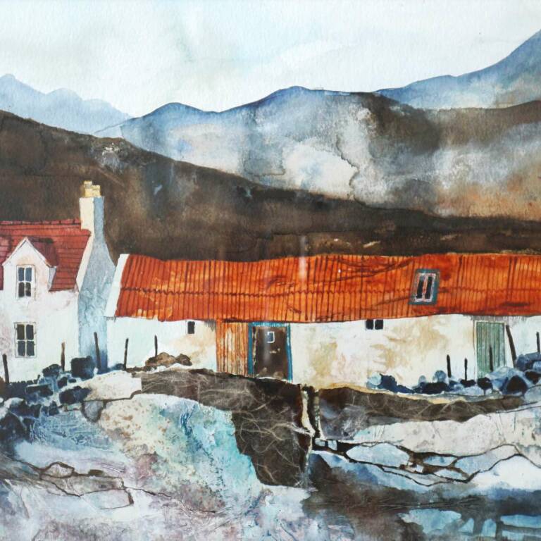 Pam Carter Private Collection - Liz Myhill RSW 'House & Byre Staffin'