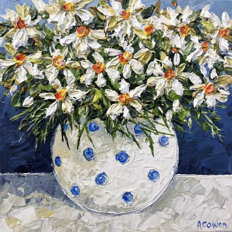 Alison Cowan - Crazy Daisies in a Spotted Pot