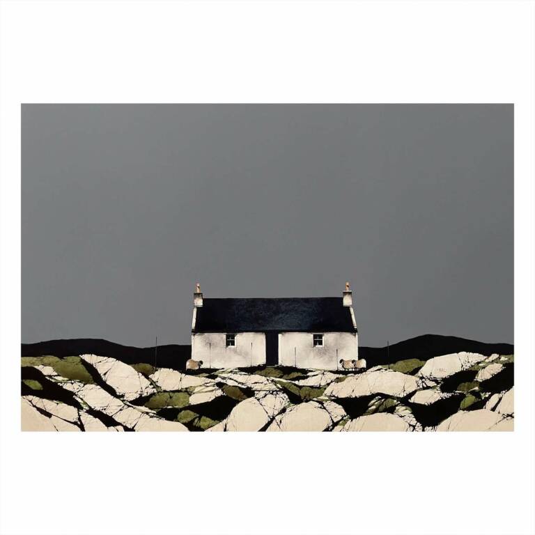 Ron  Lawson - Eriskay Cottage, Balla (14x22inches, framed 22x30inches)