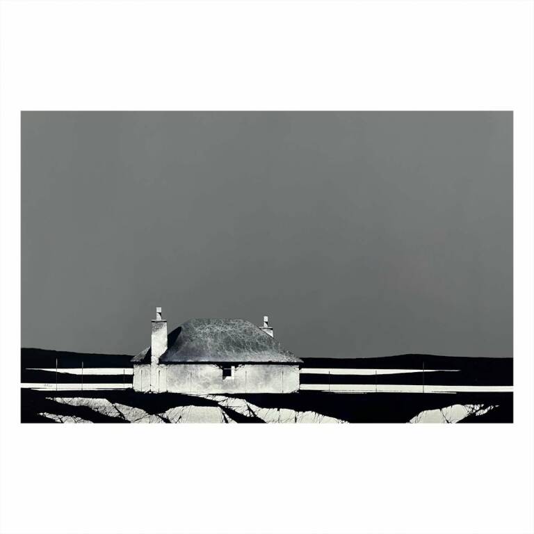 Ron  Lawson - Hebridean Croft House In Mono (12x19inches, framed 20x27inches)