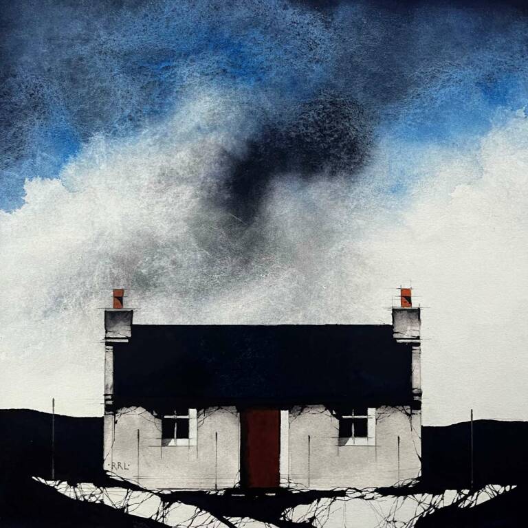 Ron  Lawson - Red Door (6.5x6.5inches, framed 14.5x14.5inches)