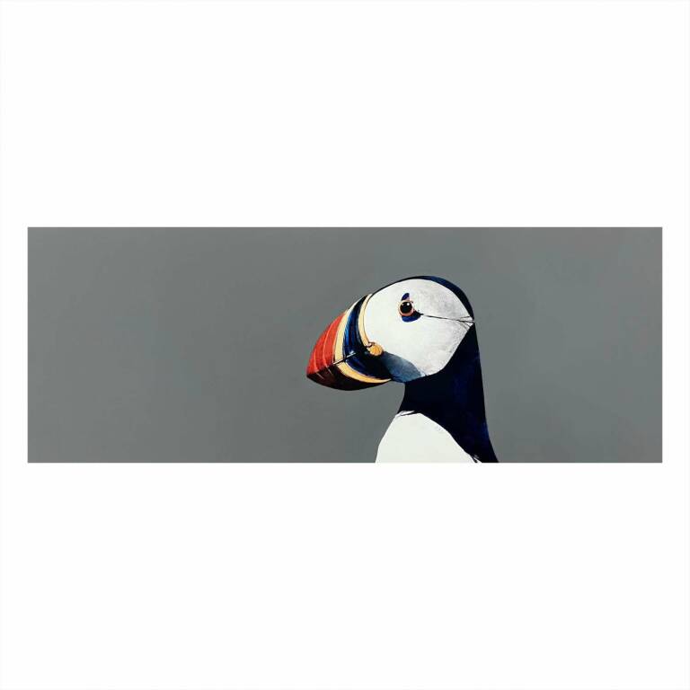 Ron  Lawson - Puffin Portrait (7x29inches, framed 15x37inches)